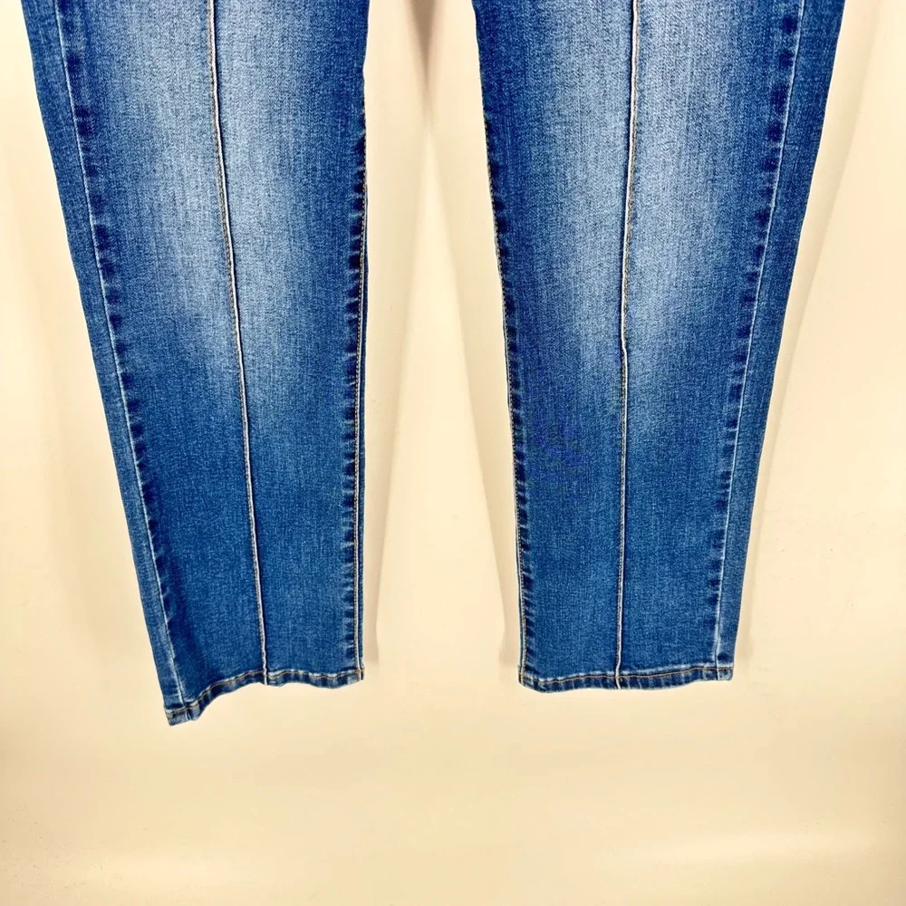 Judy‎ Blue Straight Leg Jeans Blue 7/28 High Rise Seam Detail Stretch Denim